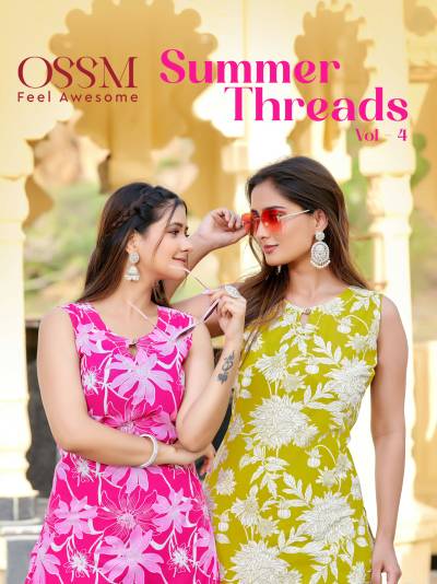 SUMMER THREADS VOL 4 BY OSSM DESIGNER COTTON PRINT KURTIS WHOLESALER IN INDIA